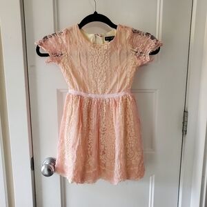Embroidered dress for toddler in peach pink color